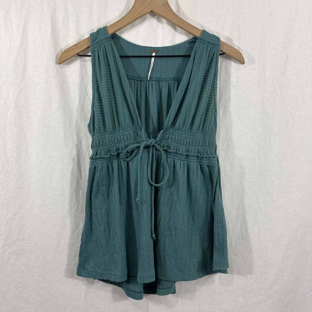 Free People Beach Bound Blue Green Tank Top Womens Sz XS Boho Coastal Festival